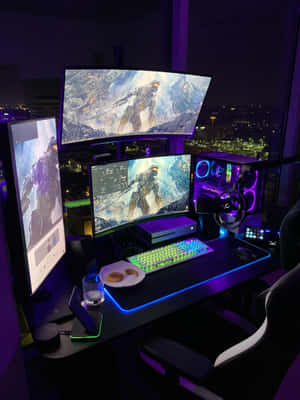 ชุดพีซีเกมมิ่งทรงพลังพร้อมการ์ดจอและจอสามจอ — กาแล็กซี่ Z TriFold วอลเปเปอร์