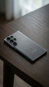 S24 Ultra บนโต๊ะไม้สีเข้มพร้อมแสงไฟนวลตา สำหรับวอลเปเปอร์สุดคลาส — เอส24 อัลตรา วอลเปเปอร์