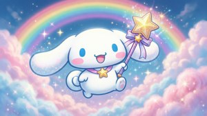 ซินนามอโรลล์บินผ่านเมฆสีรุ้ง วอลเปเปอร์น่ารักสไตล์คawaii ที่เต็มไปด้วยความมหัศจรรย์ — คาวาอี้ วอลเปเปอร์