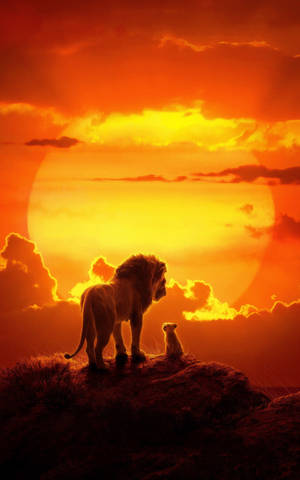 วอลเปเปอร์ Lion King ไลฟ์ มูฟาซาและซิมบาพระอาทิตย์ตก — Galaxy Tab S9 Ultra วอลเปเปอร์