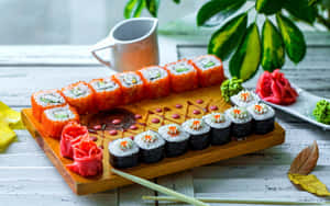 ภาพซูชิหลากชนิด — ซัมเมอร์ ออเรนเจอร์ ออเรส วอลเปเปอร์