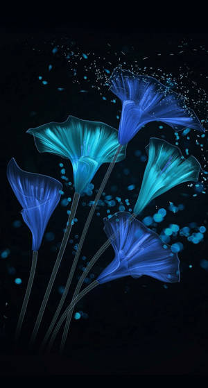 ดอกไม้เรืองแสงสไตล์นีออนสีน้ำเงินเข้ม HD — สุนทรียภาพสีน้ำเงินเข้ม วอลเปเปอร์