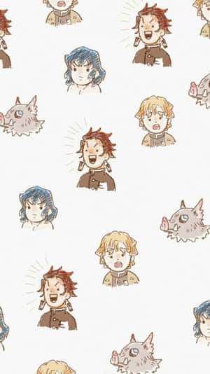 ตัวละครน่ารักจาก Demon Slayer ทันจิโร เซ็นิตสึ และ อิโนสึเกะ — 데몬 슬레이어 젠이츠 วอลเปเปอร์
