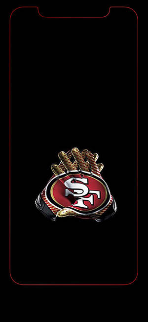 วอลเปเปอร์ถุงมือโลโก้ 49ers SF พร้อมโครง iPhone — iPhone 12 วอลเปเปอร์