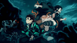 ทันจิโร่และเนซึโกะต่อสู้เพื่อปกป้อง — Demon slayer tanjiro วอลเปเปอร์