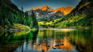 วอลเปเปอร์ทิวทัศนภูเขาธรรมชาติทะเลสาบ Maroon Bells