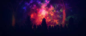 วอลเปเปอร์แสงสีแดงยามค่ำคืน — 2560x1080 วอลเปเปอร์