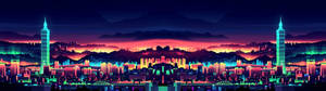 ภาพศิลปะเมืองสำหรับจอคู่ความละเอียด 3840x1080 HD