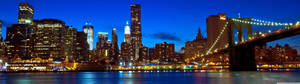 วอลเปเปอร์ทิวทัศน์แมนฮัตตันพร้อมสะพาน — 5120x1440 วอลเปเปอร์