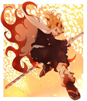 Rengoku Kyoujurou วอลเปเปอร์กระโดด — Galaxy Z Fold 6 วอลเปเปอร์