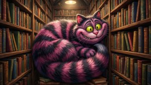 แมวเชสเชียร์ย่างกรายผ่านห้องสมุดมหัศจรรย์ — 柴郡猫 วอลเปเปอร์