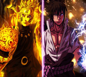 นารูโตะและซาสึเกะราซengan สุดเจ๋ง — นารูโต โหมดบาริออน วอลเปเปอร์