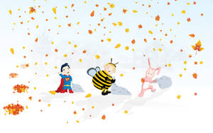 วอลเปเปอร์น่ารักวันฮาโลวีนเด็กๆฤดูใบไม้ร่วง — น่ารักฤดูใบไม้ร่วง วอลเปเปอร์