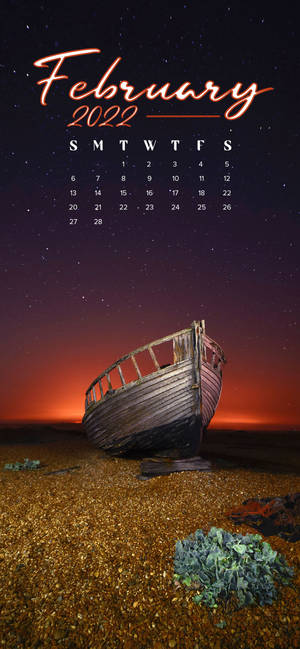วอลเปเปอร์ปฏิทินกุมภาพันธ์ 2022 บนชายหาดริมทะเล — iPhone 17 Pro วอลเปเปอร์