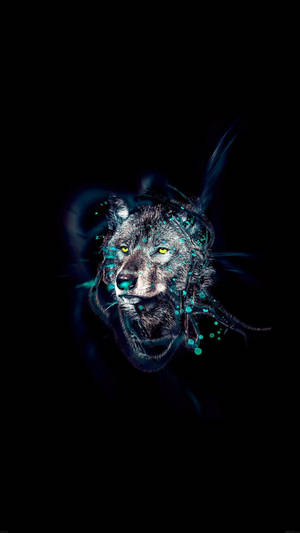 วอลเปเปอร์ AMOLED ของหมาป่าที่มีเส้นเรืองแสง