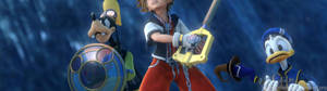 วอลเปเปอร์ Sora กับ Donald Duck และ Goofy ของดิสนีย์ใน Kingdom Hearts 3 — 3840x1080 วอลเปเปอร์