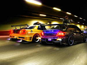 ผู้ชายถือปืนในรถ JDM