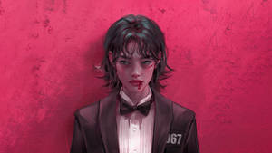 วอลเปเปอร์ผู้เล่น 067 สควิดเกม ในชุดสูท — 067 กล่องเกม วอลเปเปอร์