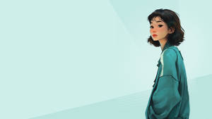 วอลเปเปอร์ผู้เล่น 067 เกมปลาหมึก พื้นหลังสีเขียวมิ้นท์ — 067 กล่องเกม วอลเปเปอร์