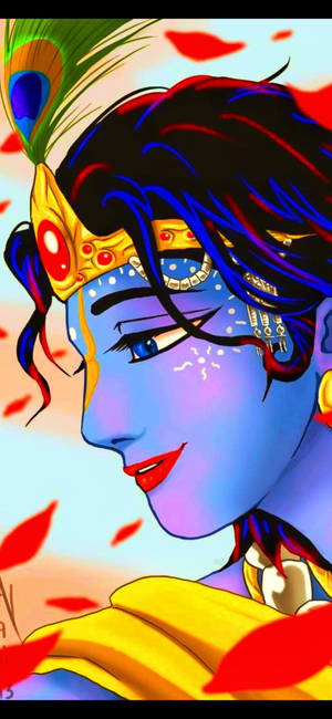 พระกฤษณะเด็ก HD ภาพวาดสีสันสดใส — Galaxy S24 FE วอลเปเปอร์