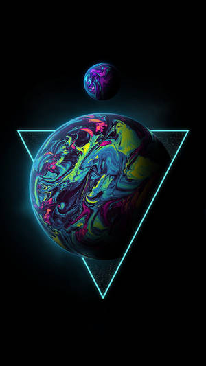วอลเปเปอร์พระจันทร์นีออนและดาวเคราะห์จักรวาล