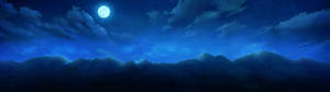 วอลเปเปอร์พระจันทร์เคลื่อนไหวบนท้องฟ้าสีน้ำเงินเข้ม — 5120x1440 วอลเปเปอร์
