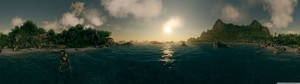 ภาพถ่ายชายหาดมุมกว้างของวอลเปเปร — 5120x1440 วอลเปเปอร์
