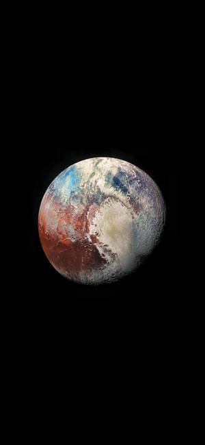 วอลเปเปอร์ AMOLED ของดาวพลูโตบนพื้นหลังสีดำ — iPhone 12 วอลเปเปอร์