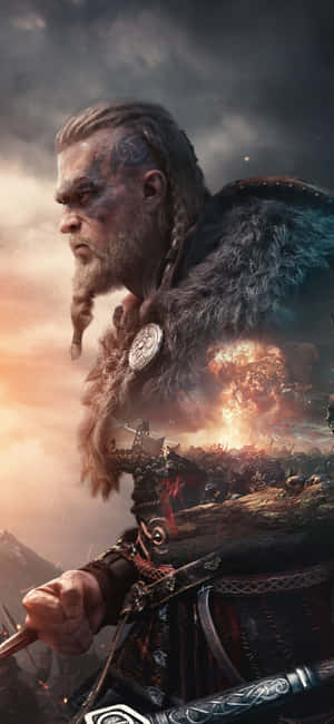 พื้นหลัง iPhone XS Assassin's Creed Valhalla — Vivo Y6t วอลเปเปอร์