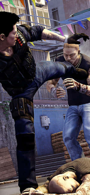 พื้นหลัง iPhone Xs Sleeping Dogs — สลีปปิ้ง ด็อกส์ วอลเปเปอร์