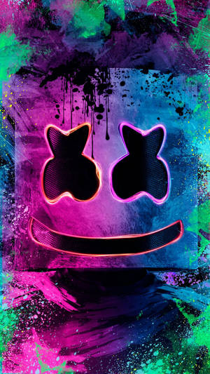 พื้นหลังสีม่วงเขียว Marshmello HD iPhone — คูล ไอโฟน วอลเปเปอร์