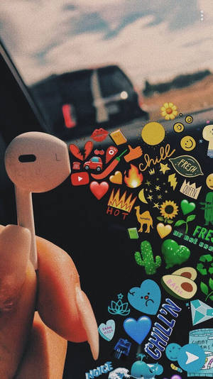 วอลเปเปอร์สุนทรียะ VSCO Airpod และอิโมจิผสม — กลางวัน วอลเปเปอร์