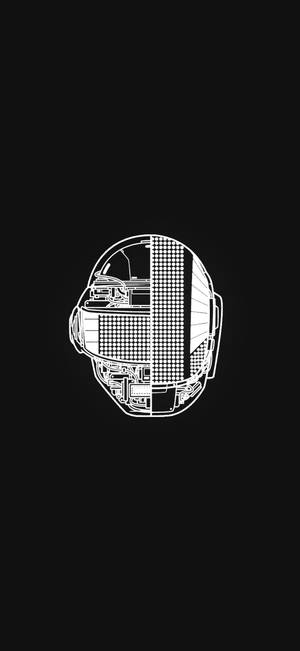 วอลเปเปอร์ Daft Punk พร้อมมุมมองภายในหมวกที่ถูกหลอมรวมกัน