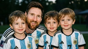 เมสซี่กับลูกชายของเขาในชุดทีมชาติอาร์เจนตินา