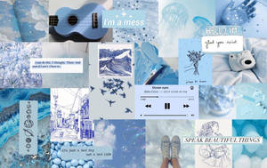 ภาพคอลลาจสีฟ้าจาก Pinterest สำหรับแล็ปท็อป