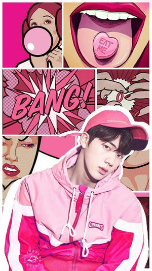 ภาพตัดต่อน่ารักของจิน BTS สีชมพู — น่ารัก bts วอลเปเปอร์