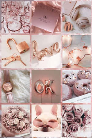 ภาพตัดปะสไตล์อาร์ต — Rose gold สายมินิมอล วอลเปเปอร์