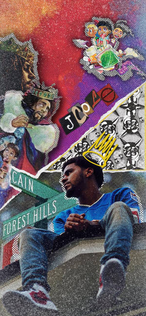 วอลเปเปอร์ภาพตัดปะศิลป์ J Cole — iPhone 12 mini วอลเปเปอร์