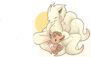 ภาพวาดง่ายๆของ Ninetales และ Vulpix — โปเกมอนโฟน วอลเปเปอร์