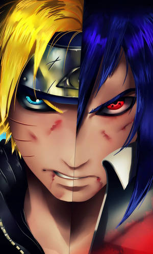 ภาพวาดดิจิทัล Sasuke Naruto ครึ่งหน้าสำหรับ iPhone — นารูโตะ ชิปปุเดน วอลเปเปอร์