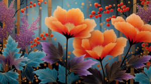 นามธรรม,ญี่ปุ่น,ภาพวาด,ดอกไม้,ดอกไม้สดใส,ศิลปะ,ธรรมชาติ,การออกแบบ,ภาพประกอบ,ดั้งเดิม,สมัยใหม่,ใบไม้,พฤกษศาสตร์,ศิลป์