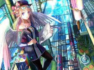 ภาพวาดสาวอนิเมะน่ารักมีปีกนางฟ้า — สาวอนิเมะน่ารัก วอลเปเปอร์
