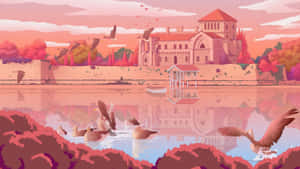 ภาพสวยสไตล์อนิเมะสีชมพู — สีชมพูสวยงาม GIF วอลเปเปอร์