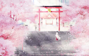ภาพสวยสไตล์อนิเมะสีชมพู — สีชมพูสวยงาม GIF วอลเปเปอร์