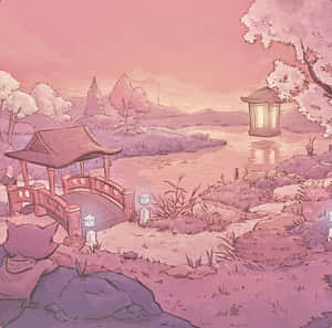 ภาพอนิเมะสไตล์พาสเทลสีชมพู — อนิเมะสีชมพูสไตล์ aesthetic วอลเปเปอร์