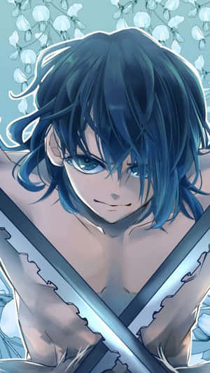 ภาพโปรไฟล์ Inosuke กางดาบไขว้ — ดาบพิฆาตปีศาจ วอลเปเปอร์