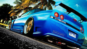 ภายนอกสีน้ำเงินของรถ JDM