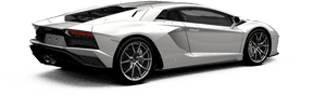 มุมมองด้านข้างของ Lamborghini Aventador สีเงิน