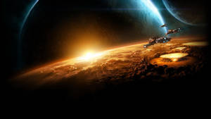 วอลเปเปอร์ภาพลงจอดบนดาวเคราะห์ในเกมกลยุทธ์ Starcraft