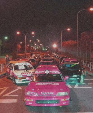 รถ JDM ตอนกลางคืนแบบเกรน